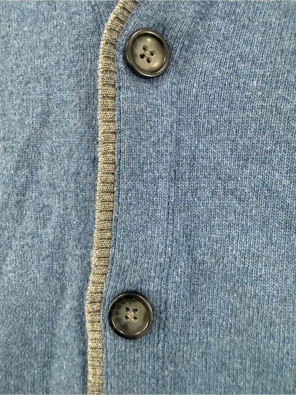 Banana Republic Blue V-Neck Button Cardigan with Contrast Trim - Men's